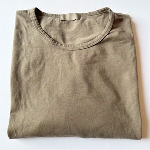 Nuuds Long Sleeve Curved Hem T-Shirt Crew Neck Light Brown XL